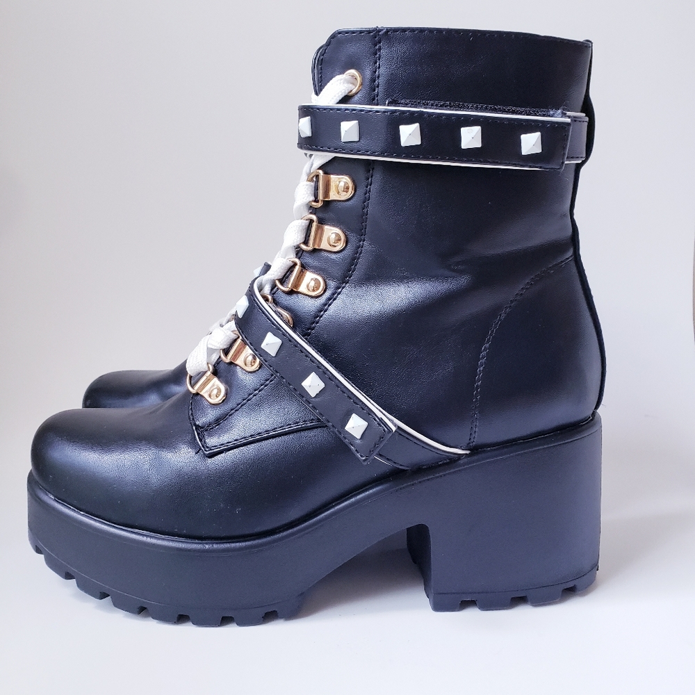 Koi Footwear Black Chunky Lug Sole Boots